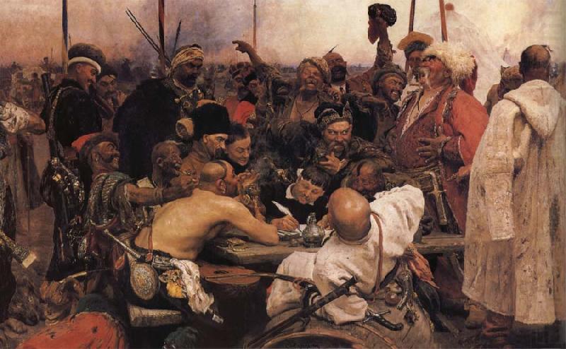 Ilya Repin The Zaporozhyz Cossachs Writting a Letter to the Turkish Sultan china oil painting image